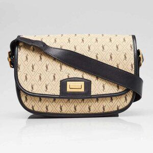 Yves Saint Laurent Beige Canvas Monogram Satchel Crossbody Bag